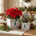 Pflanzgefäss Holz quadratisch 20×20cm und 15×15cm Weiss gewaschen mit Weihnachtsmotiv 2er-Set | Floristik24.ch