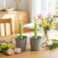 Stabkerzenhalter Tasse aus Metall Grau Ø7cm H6cm 2er Set | Floristik24.ch