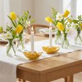 Stabkerzenhalter Keramik Blumenform Gelb 11cm 2er-Set | Floristik24.ch