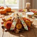 Geschenkband Kürbismotiv Polyesterband 40mm x 15m Orange Grün für Herbstdeko und Bastelarbeiten | Floristik24.ch