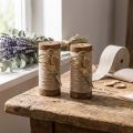 Holz-Garnspulen Set mit Juteband und Dekoschere Ø6,2cm H15cm 2 Stück Vintage-Stil | Floristik24.ch