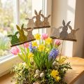 Dekostecker Holz Hase, 3er-Motiv, 37 cm, 8 Stück, Mix aus Natur- und Pastellfarben | Floristik24.ch