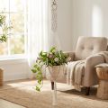 Makramee Blumenampel Holz Ø22cm mit Kunststoffeinsatz, naturfarben, für hängende Pflanzen | Floristik24.ch