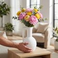 Deko Vase Keramik Weiss mit Henkel, H26cm, für Trockenblumen und Blumensträusse | Floristik24.ch