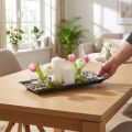 Dekotablett marmoriert Anthrazit 36x17cm 6St | Floristik24.ch