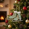 Christbaumhänger Schlittschuhpaar Holz Mint 13x11,5cm 2 Stück | Floristik24.ch