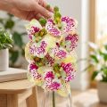 Künstlicher Orchideenzweig aus Kunststoff und Textilfaser Grün Pink 49cm | Floristik24.ch
