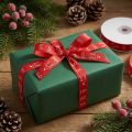 Weihnachtsgeschenkband Baumwolle Rot 15mm x 20m mit Hohoho und Elchmotiv | Floristik24.ch