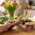 Samtband mit Ostereier-Motiv, 40 mm x 5 m, Altrosa, Polyester-Viskose-Mix | Floristik24.ch
