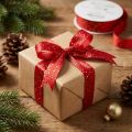 Weihnachtsband Polyester Rot mit Goldsprenkeln 25mm x 20m für Dekorationen | Floristik24.ch