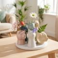 Keramikvasen Set mit Tiermotiven - Dekorative Figuren 13 cm Weiss Rosa Gelb | Floristik24.ch