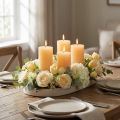 Durchgefärbte Stumpenkerzen aus Wachs Apricot 60×80mm 4er-Set | Floristik24.ch