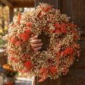 Deko Kranz Trockenblumen Blumenkranz Orange Creme Ø25cm | Floristik24.ch
