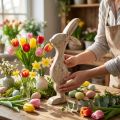 Holzhase stehend 25 cm, Weiss lasiert, Osterdekoration, Frühling | Floristik24.ch