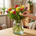 Blumenvase aus klarem Recycling-Glas Ø18cm H22cm für Tischdekoration | Floristik24.ch
