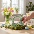 Dekofigur Osterhase aus Kunststoff, 22 cm, Grün, 2er-Set – Wohnraum- und Osterdekoration | Floristik24.ch