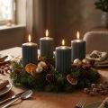 Stumpenkerzen Set Anthrazit mit Rillen 70x90mm – 4 Stück für Advent und Deko | Floristik24.ch