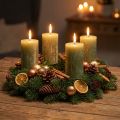 Durchgefärbte Stumpenkerzen aus Wachs, 70 × 120 mm, Olivgrün, 4er Set, für Dekoration und Advent | Floristik24.ch