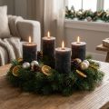 Durchgefärbte Stumpenkerzen aus Wachs Anthrazit Ø70x100mm 4er Set für Dekoration und Advent | Floristik24.ch