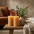 Durchgefärbte Stumpenkerzen Honigfarben 85×150mm, 2er-Set, Für Wohnraum- und Tischdekoration | Floristik24.ch