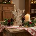 Weihnachtsengel aus Mangoholz 20x18x2.5 cm in Natur- und Metalloptik | Floristik24.ch