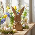 Osterhase Holzfigur, 30 cm, Naturfarben, Mangoholz, Frühes Frühlingsdekor | Floristik24.ch