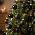 Mini-Christbaumkugel, Baumschmuck-Mix, Weihnachtskugeln Schwarz H4,5cm Ø4cm Echtglas 24 St | Floristik24.ch