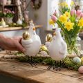 Deko Huhn aus Keramik mit goldenem Ei, Osterfigur 12 cm, 2er Set für Innen | Floristik24.ch