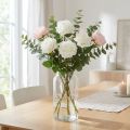 Weisse Kunstrose am Stiel aus Stoff und Kunststoff, L72cm, Ø13cm | Floristik24.ch