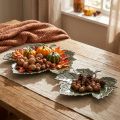 Metall Dekoschale in Form von Herbstblättern, Ø 33/40 cm, Anthrazit, 2er-Set für Innenbereich | Floristik24.ch