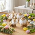 Osterhasen Figuren Goldfarben Keramik mit Feder Dekoration H10cm 4er Set | Floristik24.ch
