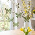 Dekohänger Schmetterling aus Holz Grün Glitter 8 cm 12er-Set für Frühlingsdeko | Floristik24.ch