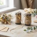 Juteband Spule mit Holz und Schere Ø5cm H8cm Natur 2 Stück | Floristik24.ch