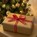Geschenkband aus Polyester mit Weihnachtsmotiv – Rot Weiss B10mm L20m | Floristik24.ch