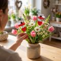 Deko-Holzstecker Herzen mit Mäusen, Rot, 23 cm, 12er-Set | Floristik24.ch