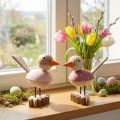 Holzvogel Dekofigur 15cm Rosa Set 2 Stück für Fensterbank oder Tischdeko | Floristik24.ch