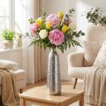 Deko Vase aus Metall, gehämmert, Silber, Ø 9,5 cm, H 32 cm | Floristik24.ch