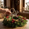 Weihnachtsstern-Anhänger aus Metall mit Jutekordel, Silberfarben, B15,5 x H14,5 cm | Floristik24.ch