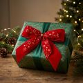 Dekoschleife 16×15 cm Rot mit Goldenen Sternen aus Stoff – Weihnachtsschleife für Innenbereich, 2 Stück | Floristik24.ch
