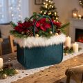 Filztasche mit Kunstfellrand 38cm x 24cm x 20cm Petrol | Floristik24.ch