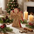 Engelsfigur aus Mango-Holz 15cm Natur-Rot für saisonale Dekoration | Floristik24.ch