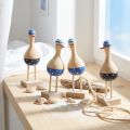 Maritime Holz-Dekofiguren Möwen Blau Dunkelblau 6er Set Höhe 14 cm | Floristik24.ch