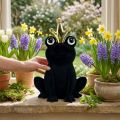 Dekofrosch aus Kunststoff, Schwarz mit Goldkrone, 40,5 cm | Floristik24.ch