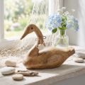 Deko-Ente aus Mangoholz mit Schleife und Muschel 29x8,5x21,5 cm Naturfarben | Floristik24.ch