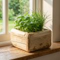 Pflanzkasten Holz Natur 15,5×15,5×9 cm mit Folie | Floristik24.ch