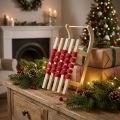 Deko-Schlitten aus Holz mit rotem Filzband, 42×17×12cm | Floristik24.ch