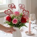 Blumenstecker Herzdeko aus Holz „Love“-Motiv, 25,5cm, Rot/Weiss, 16 Stück | Floristik24.ch