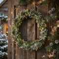 Trockenkranz aus Eichenlaub und Kardendistel Ø45cm Weiss-Gold für Weihnachtsdekoration | Floristik24.ch