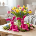 Deko Hase sitzend 22cm aus Kunststoff mit samtiger Oberfläche in Pink, 2 Stück für Wohn- und Bürodekoration | Floristik24.ch