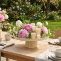 Dekotablett Metall rund Creme 30 cm mit Fuss | Floristik24.ch